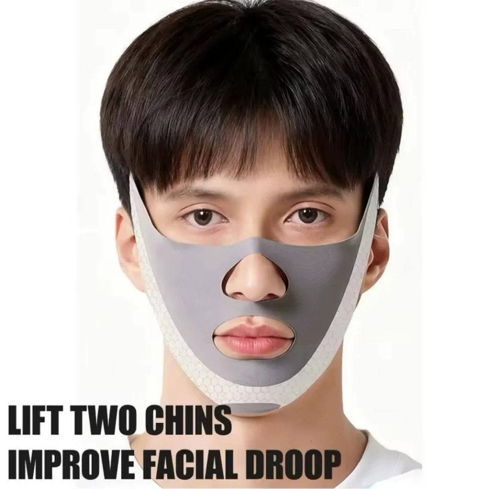 Gray Anti-Wrinkle Face Lift Strap | V-Line Jaw Slimming For Men